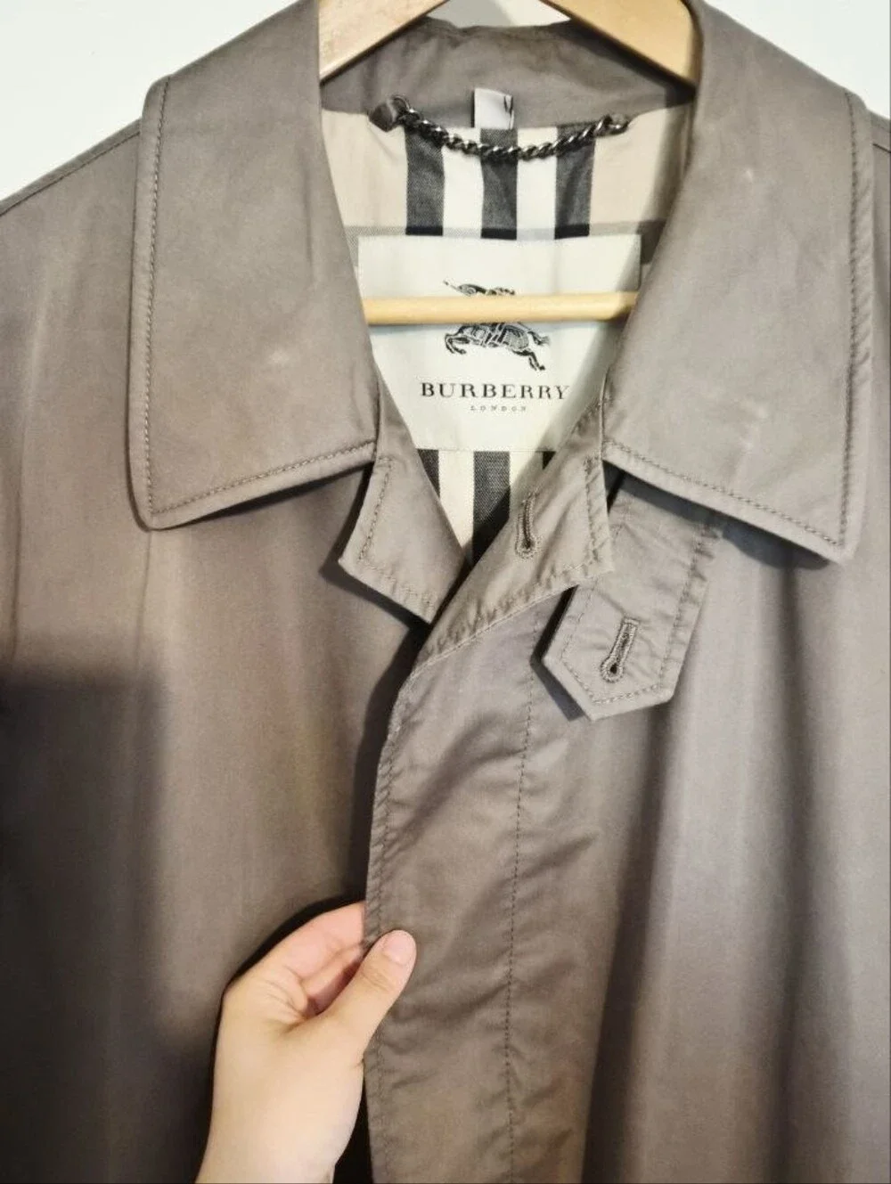 Authentic BURBERRY Men's Trench Coat Classic Long Overcoat Taupe XL